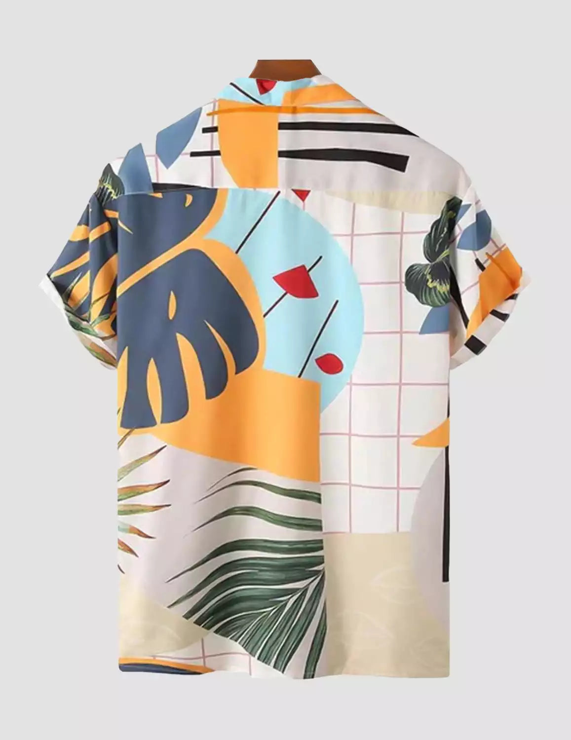 Leaves Design Cotton printed Material Beach Wear Half Sleeves Shirt for Men