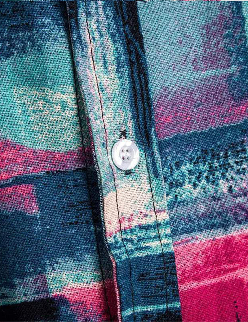 Mens Summer Colorful Plaid Printed Casual Shirts RoscoeShirts