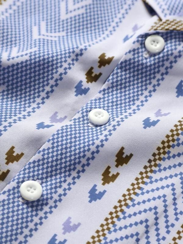 Blue Oxford Lining Beach and casual Multicolor Printed Shirt Cotton Material Half Sleeves Mens blackdock