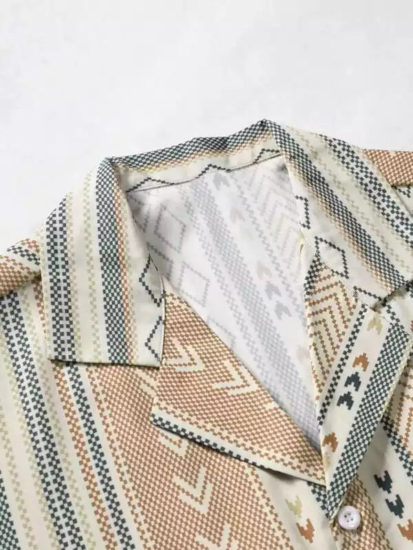 Oxford Line Design Beach and casual Multicolor Printed Shirt Cotton Material Half Sleeves Mens blackdock