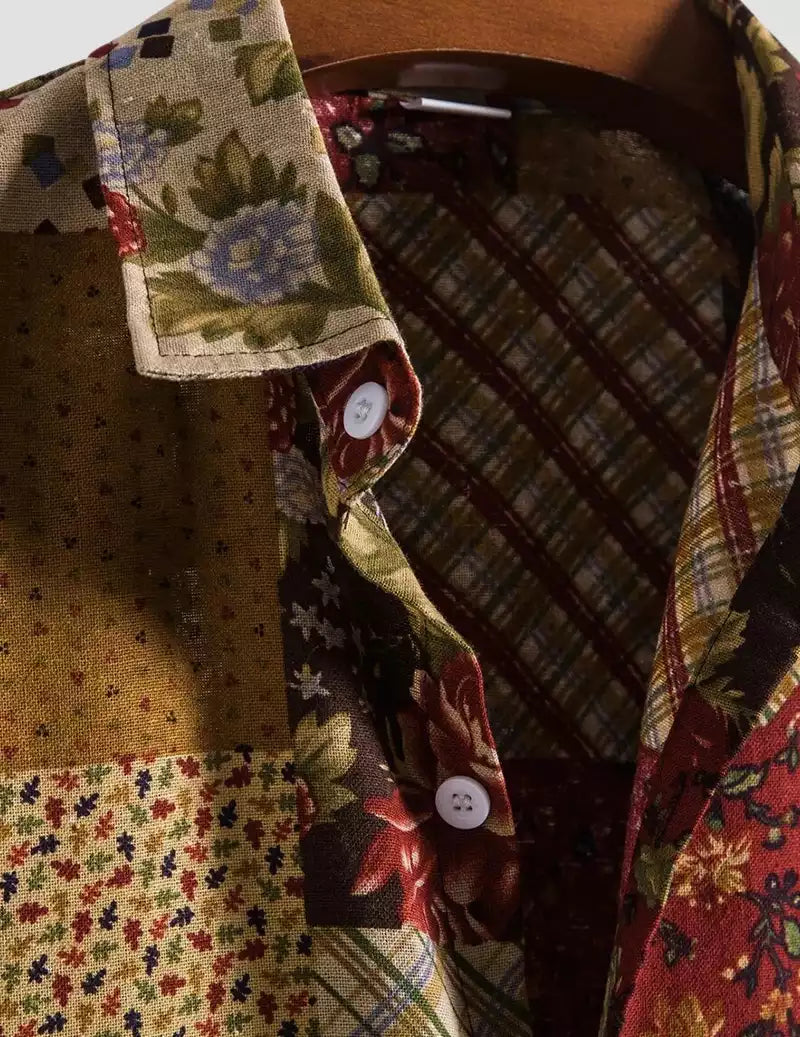 Texture Pattern Printed Multicolor Beach Mens Cotton Shirt Half Sleeves Available only in RoscoeShirts