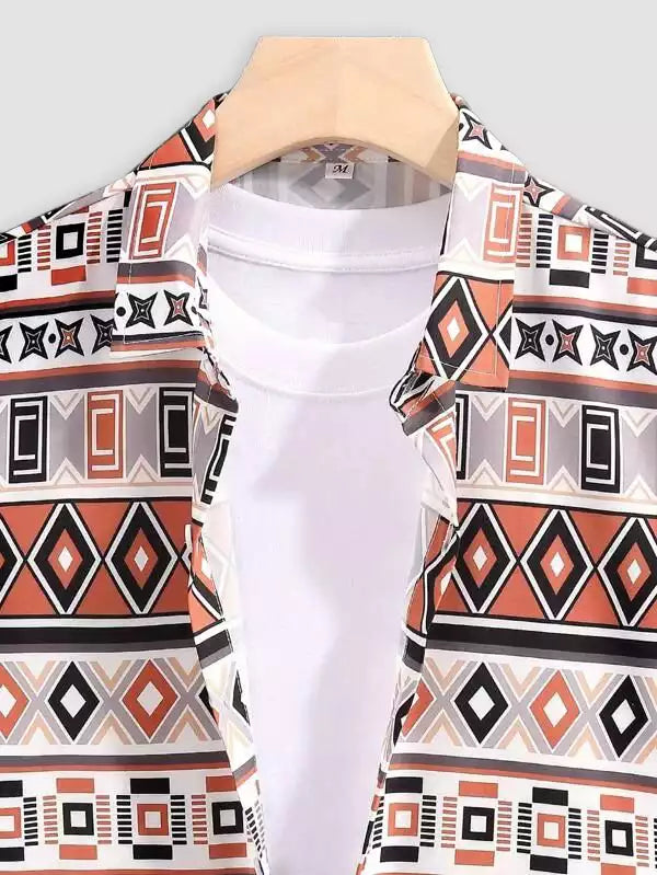 Mix Pattern Orange Beach and casual Multicolor Printed Shirt Cotton Material Half Sleeves Mens blackdock