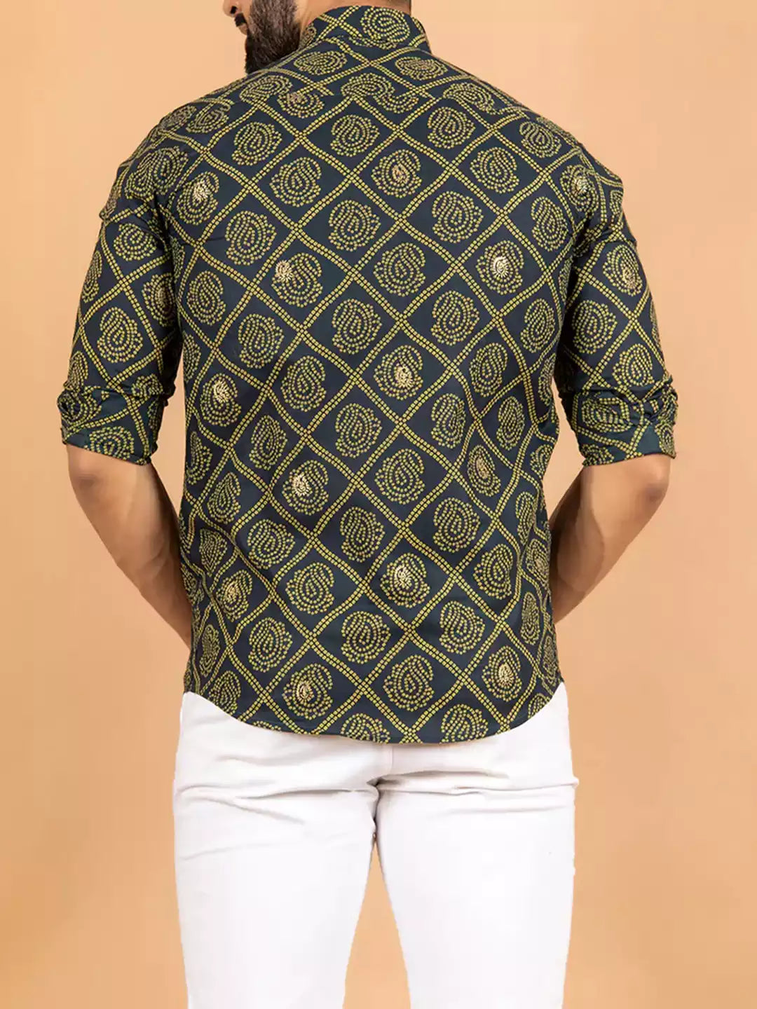 Mandala Art Pattern printed Mhendi Color Men's Cotton Casual Shirt Half Sleeve available on RoscoeShirts