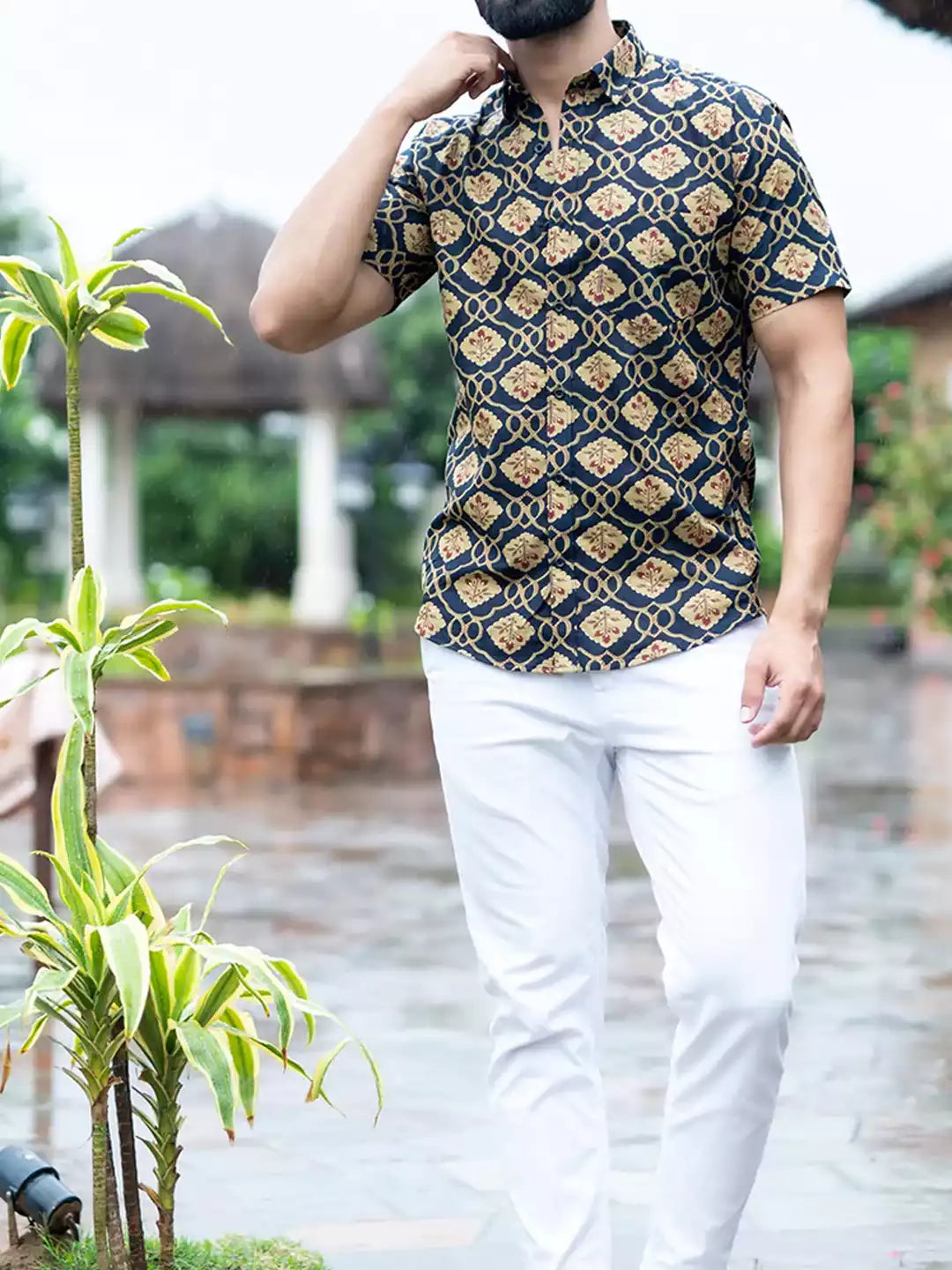 Party Print Maroon Color Men's printed Cotton Casual Shirt Half Sleeve available on RoscoeShirts