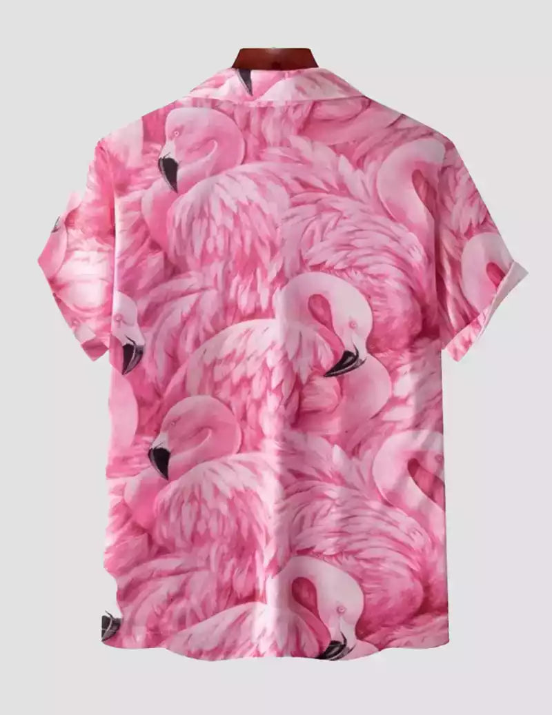 Mens Floral print Casual Pink Shirts Beach Wear RoscoeShirts