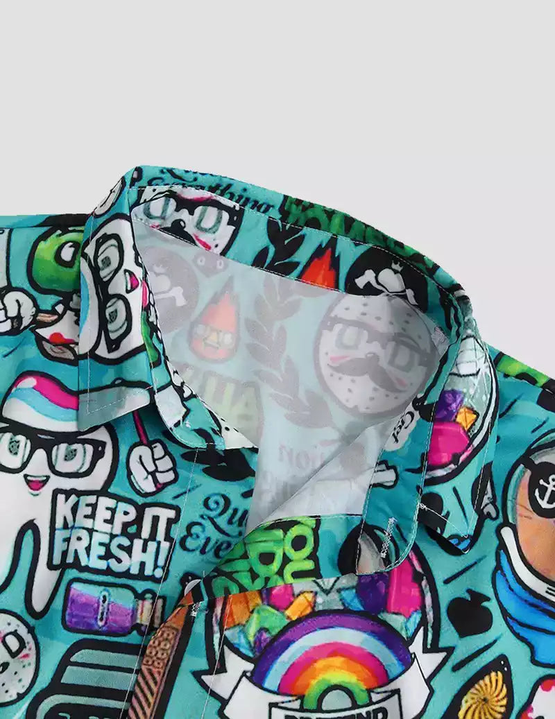 Creative Beach and casual Multicolor printed Shirt Cotton Material Half Sleeves Mens RoscoeShirts