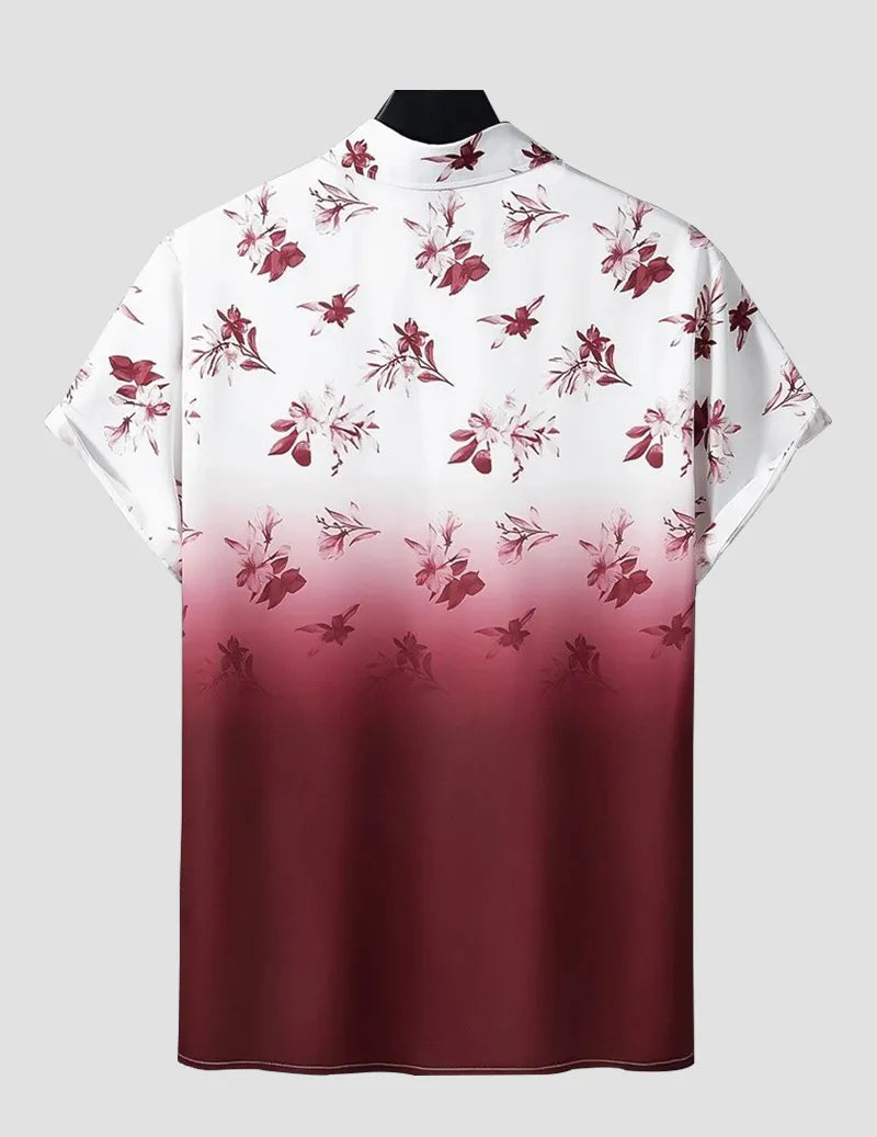 Shady Maroon and White Color printed Men's Beach Wear Shirt Cotton Material Roscoe