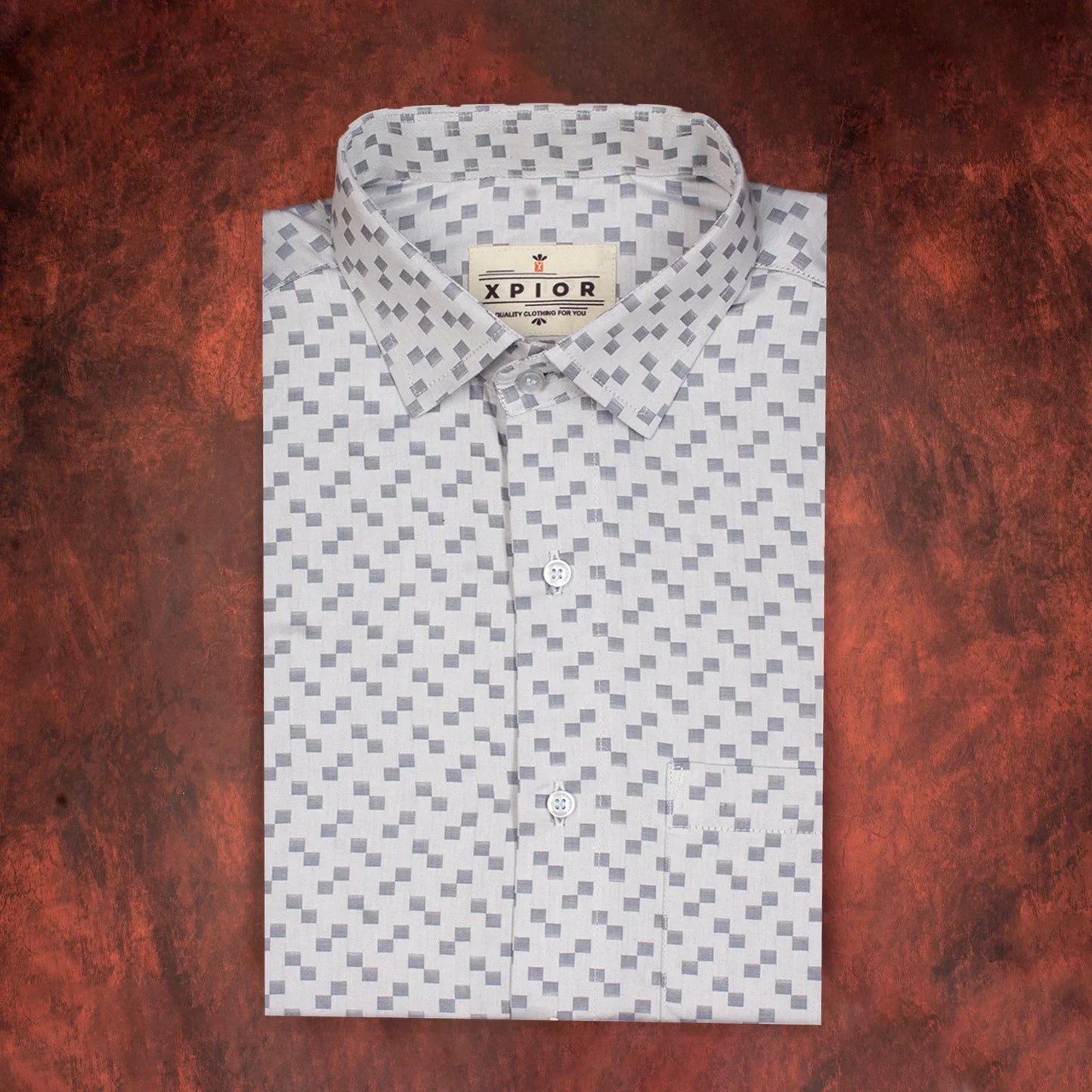 Men's Full Sleeves Square Pattern Shirt Premium Collection Cotton Fabric