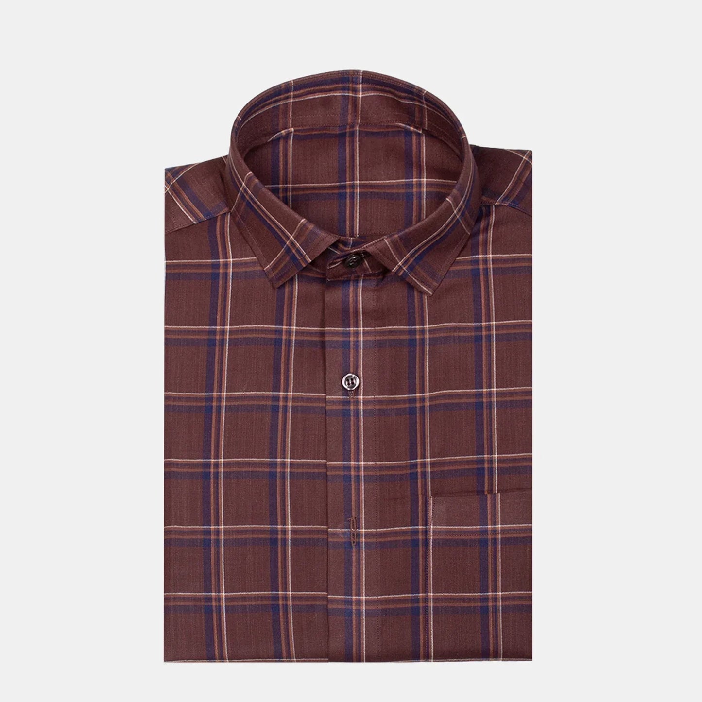 Men's Full Sleeves Checks Shirt Premium Collection Cotton Fabric Brown Color