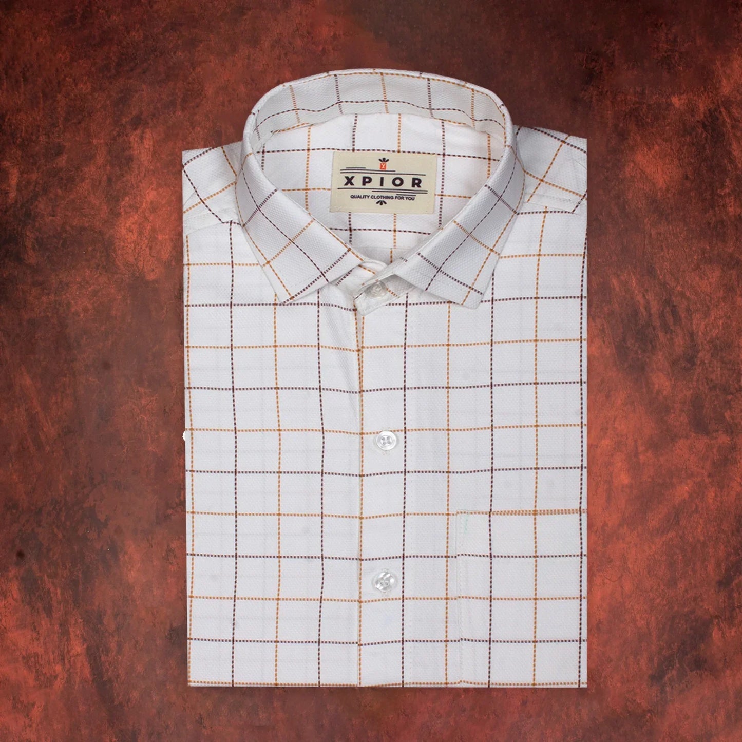 Men's Full Sleeves Checks Shirt Premium Collection Cotton Fabric White