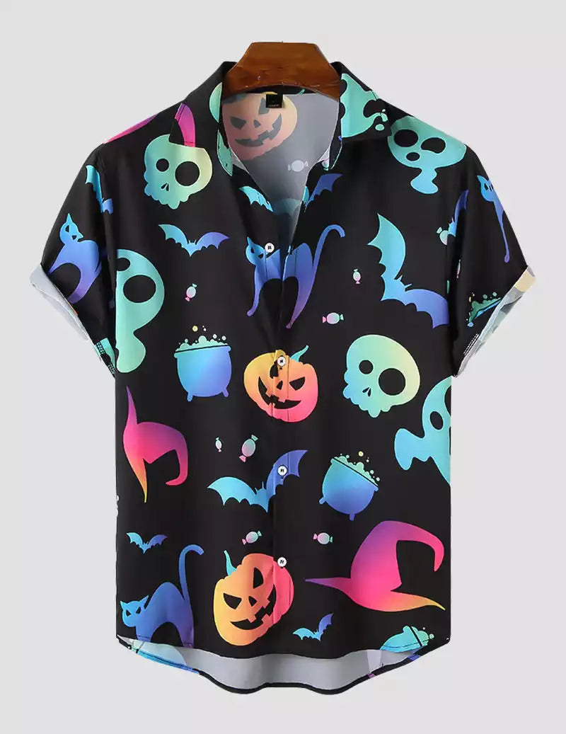 Best Ever Halloween Design printed Cotton Material Beach Wear Half Sleeves Shirt for Men