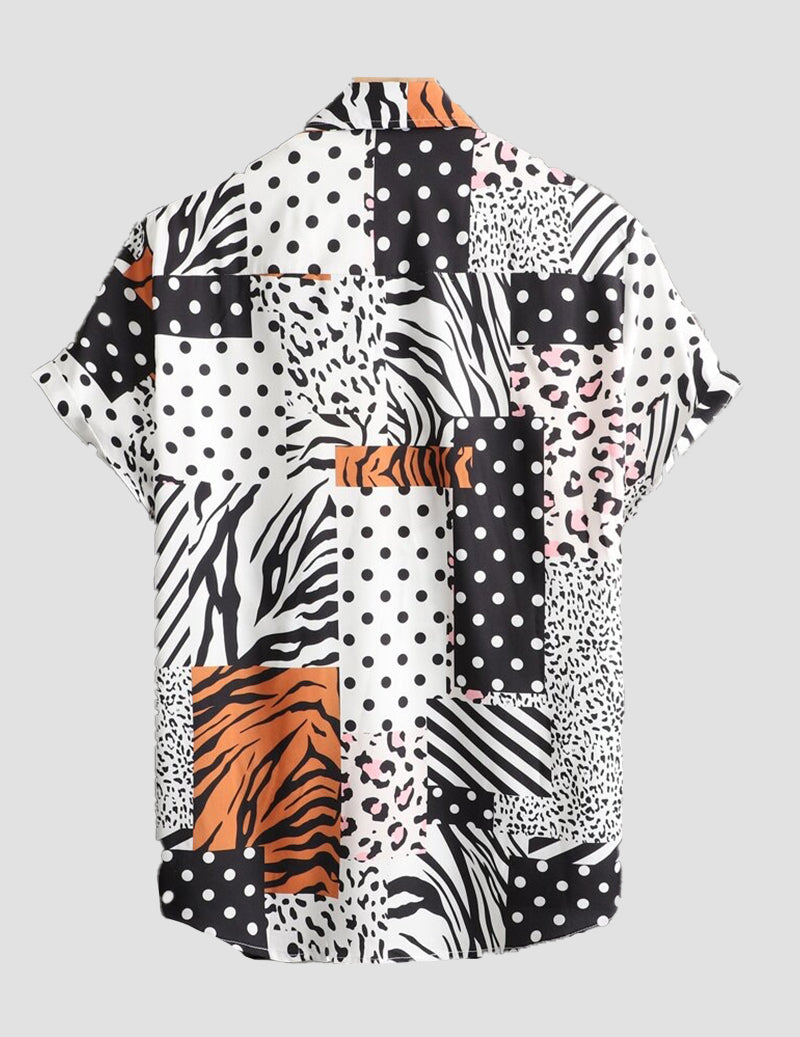 Polka Dot Leopeard Printed Shirt with Half sleeve RoscoeShirts