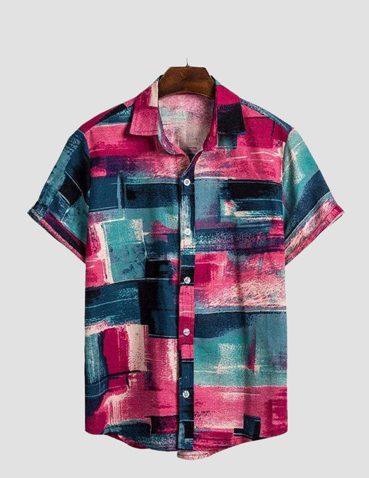 Mens Summer Colorful Plaid Printed Casual Shirts RoscoeShirts