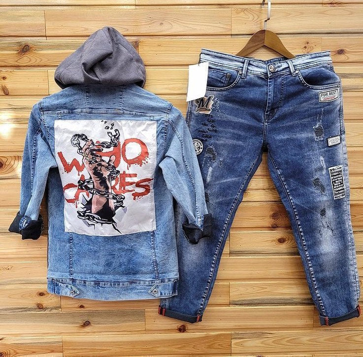 WHO CARES - DENIM JACKET AND PANT - COMBO