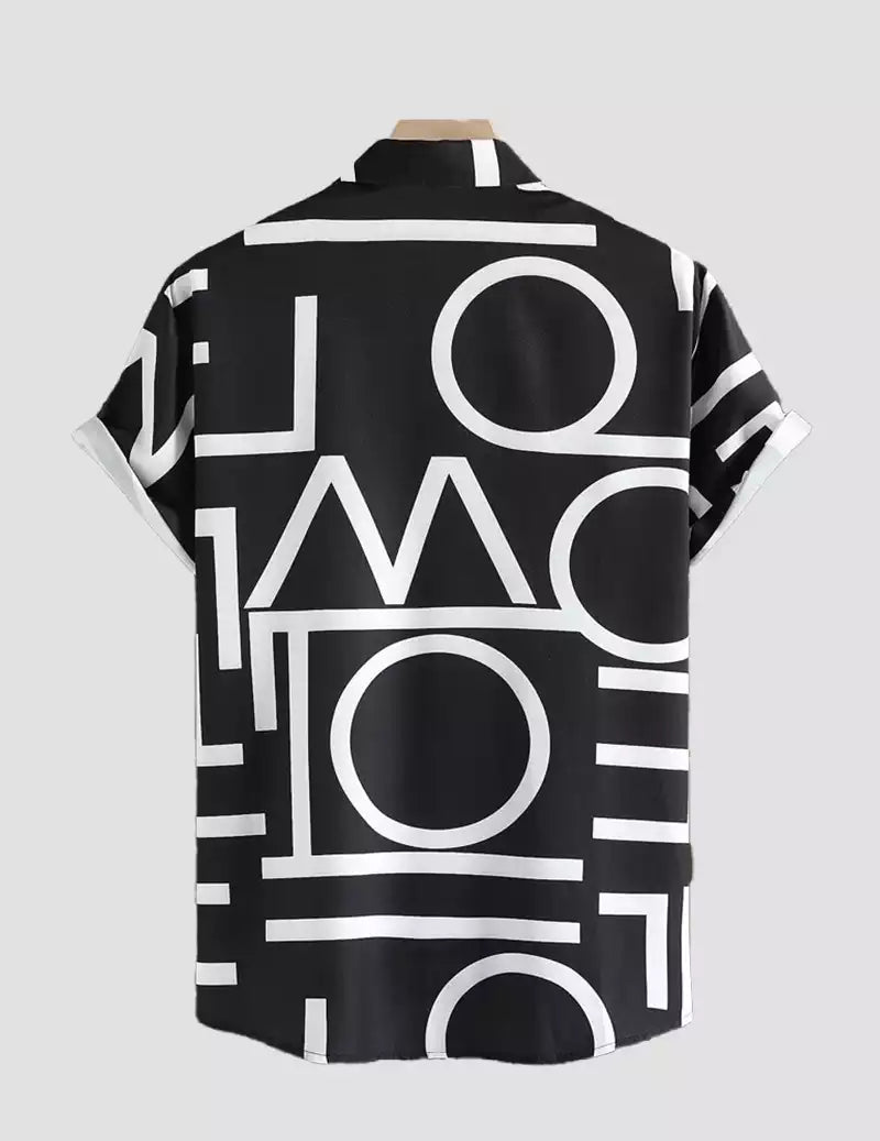 Men Graphic Letter printed Shirt With Patched Pocket RoscoeShirts Beach Wear