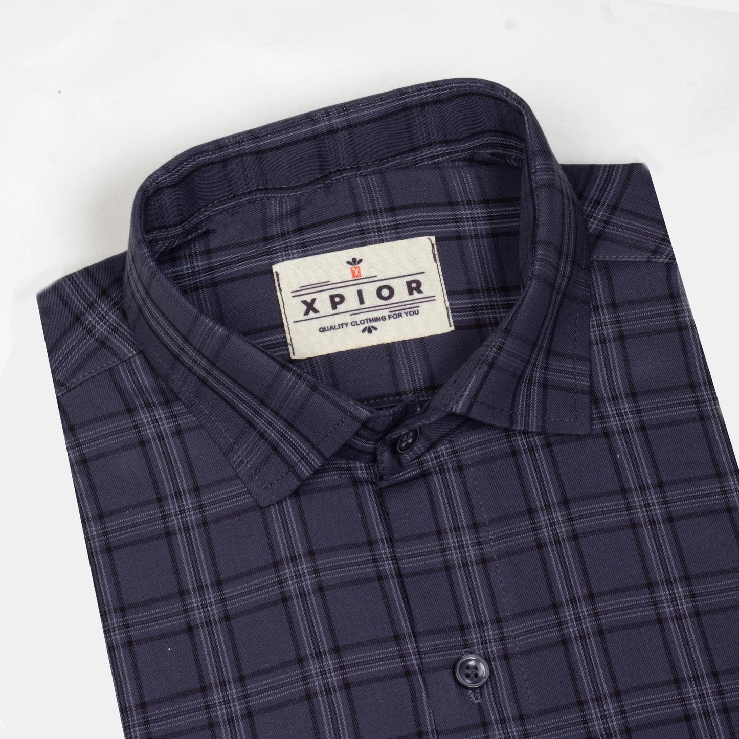 Men's Full Sleeves Checks Shirt Premium Collection Cotton Fabric Dark Blue