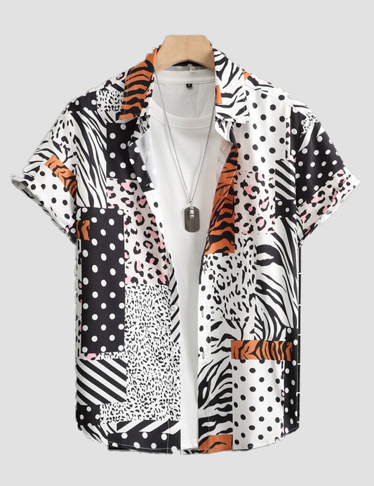 Polka Dot Leopeard Printed Shirt with Half sleeve RoscoeShirts