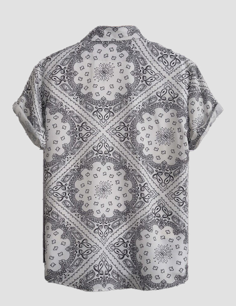 Classic all time casual printed shirt for men With Black Mandala Print RoscoeShirts