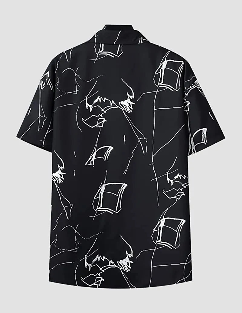 Cheese Black Pattern printed Black Color Men's Beach Wear Shirt Cotton Material Roscoe