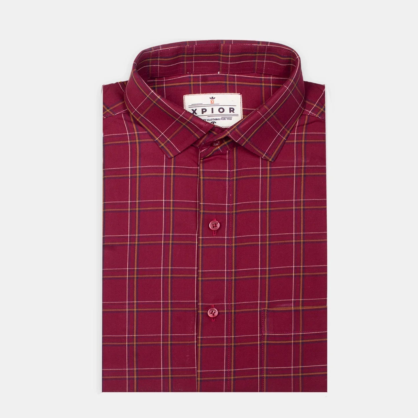 Men's Full Sleeves Checks Shirt Premium Collection Cotton Fabric Dark Pink