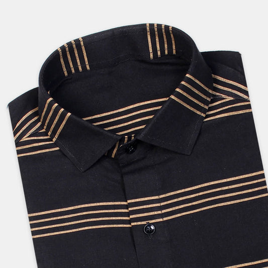 Men's Full Sleeves Lining Shirt Premium Collection Cotton Fabric Dark Blue Color