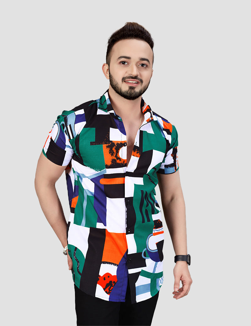 Cotton beach wear Half Sleeve Casual printed Shirt For Men RoscoeShirts