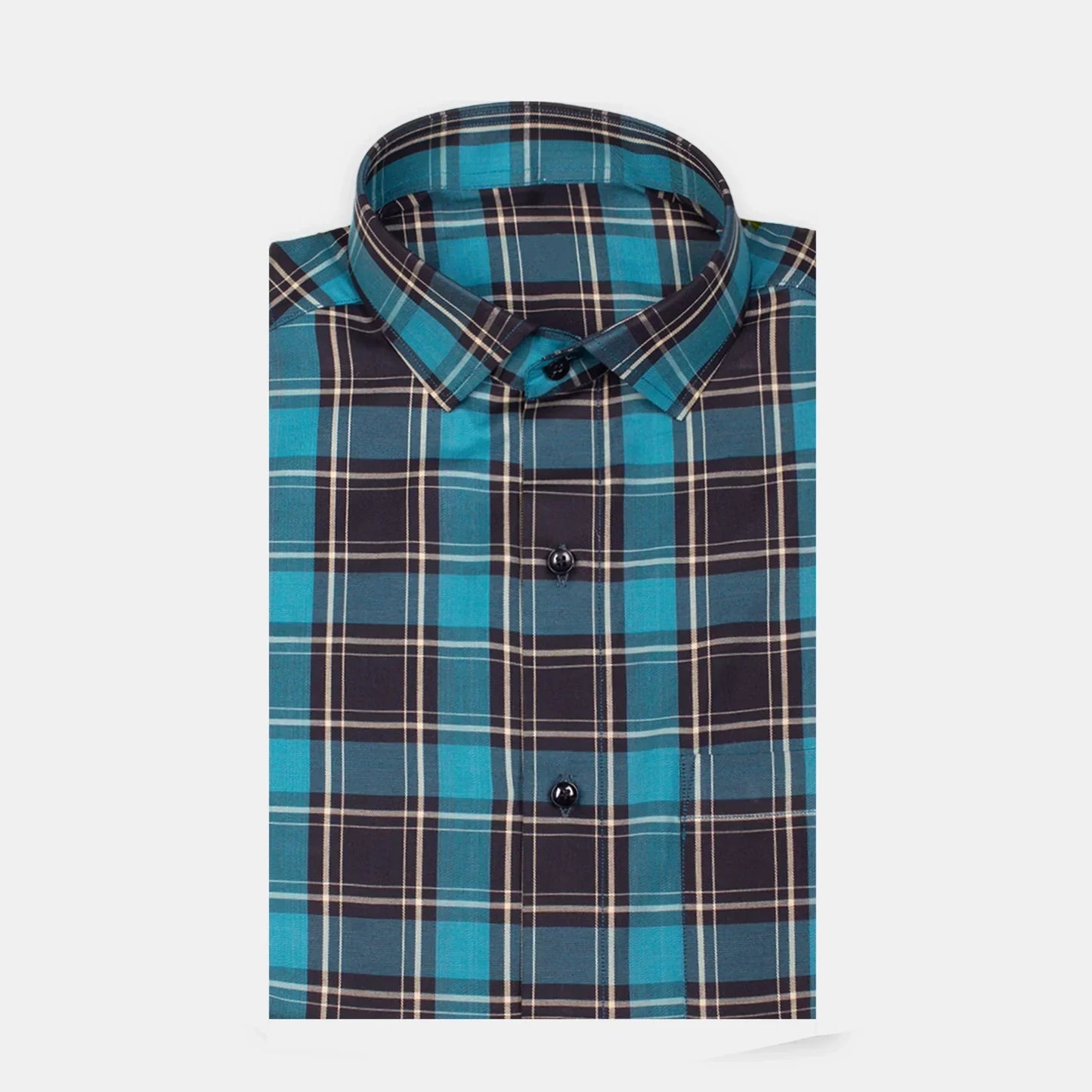 Men's Full Sleeves Checks Shirt Premium Collection Cotton Fabric English Blue Color