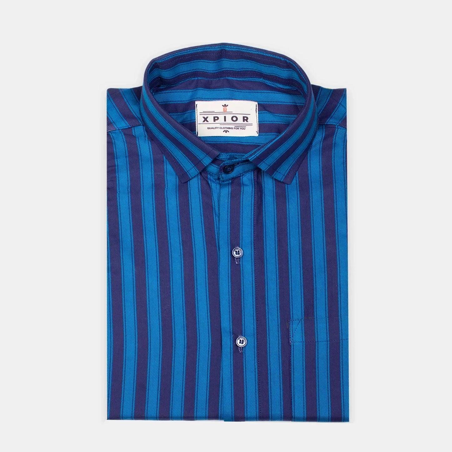 Men's Full Sleeves Lining Shirt Premium Collection Cotton Fabric Blue