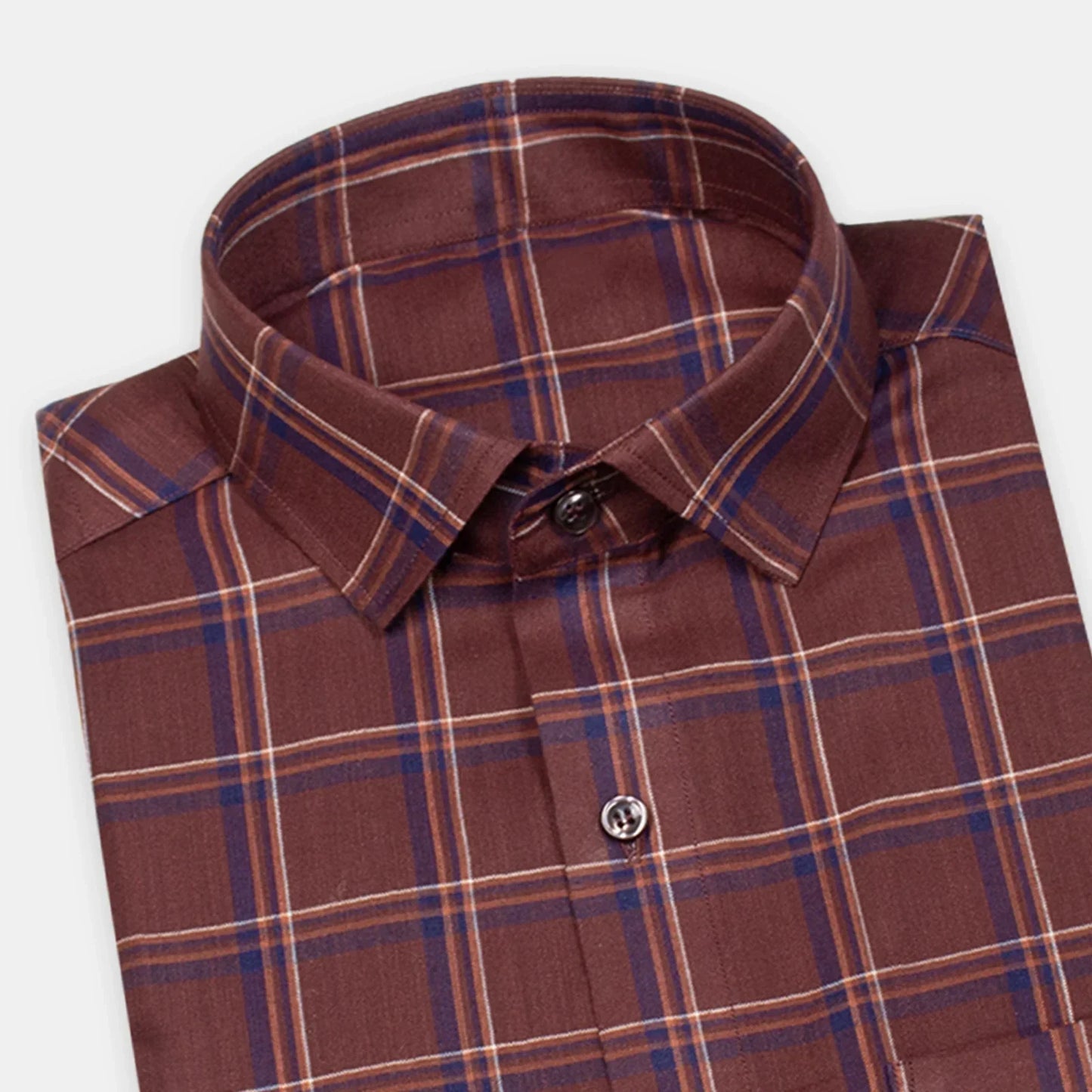 Men's Full Sleeves Checks Shirt Premium Collection Cotton Fabric Brown Color
