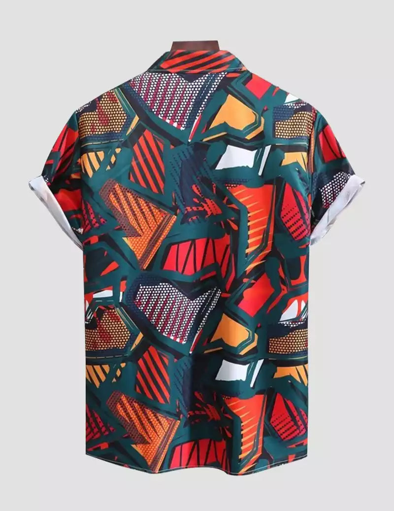 Military Pattern Printed Red Color Beach Mens Cotton Shirt Half Sleeves Available only in RoscoeShirts