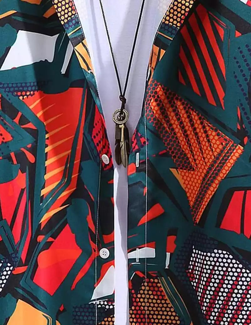 Military Pattern Printed Red Color Beach Mens Cotton Shirt Half Sleeves Available only in RoscoeShirts