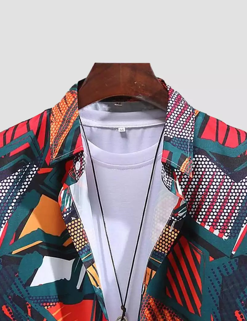 Military Pattern Printed Red Color Beach Mens Cotton Shirt Half Sleeves Available only in RoscoeShirts