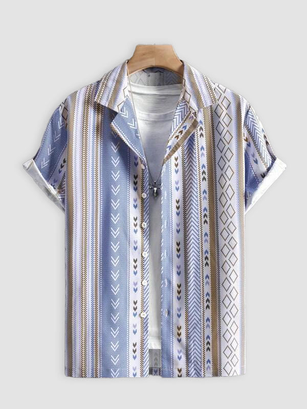 Blue Oxford Lining Beach and casual Multicolor Printed Shirt Cotton Material Half Sleeves Mens blackdock