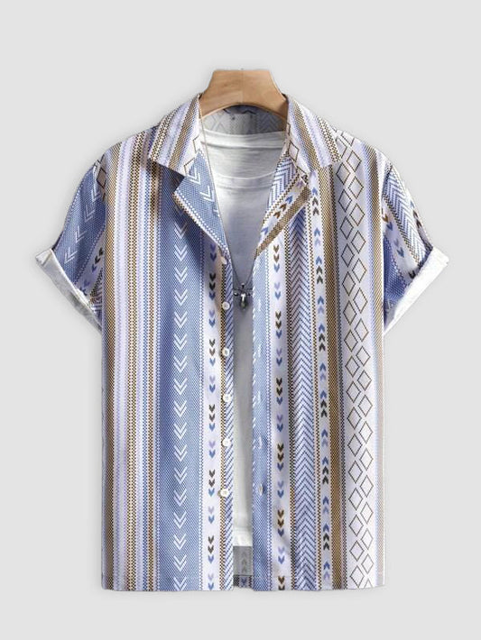Blue Oxford Lining Beach and casual Multicolor Printed Shirt Cotton Material Half Sleeves Mens blackdock