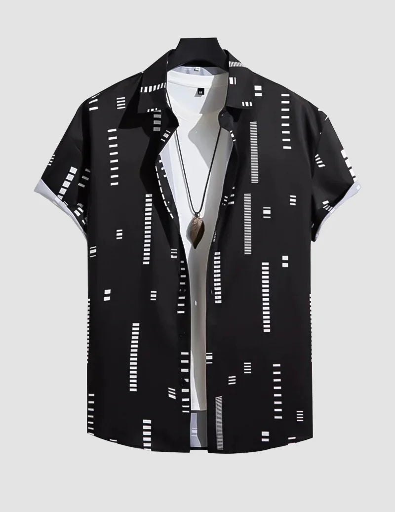 Black Color Beach and casual Multicolor printed Shirt Cotton Material Half Sleeves Mens RoscoeShirts