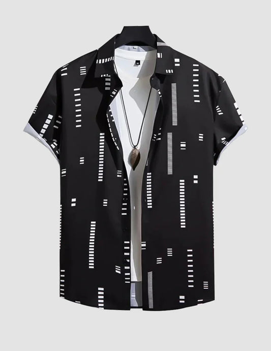 Black Color Beach and casual Multicolor printed Shirt Cotton Material Half Sleeves Mens RoscoeShirts