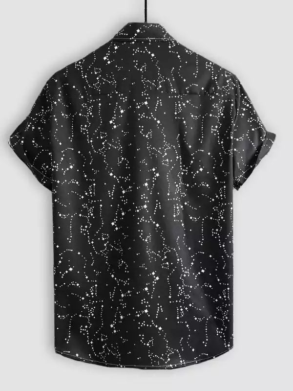 Black Small Stairs Beach and casual Multicolor Printed Shirt Cotton Material Half Sleeves Mens blackdock