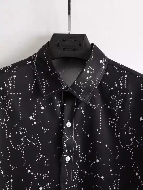 Black Small Stairs Beach and casual Multicolor Printed Shirt Cotton Material Half Sleeves Mens blackdock