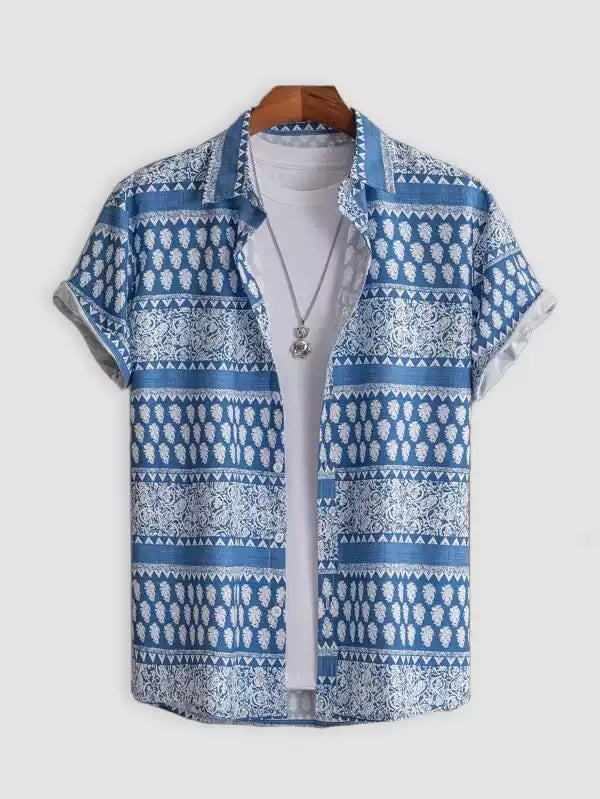 Blue Grapes Design Beach and casual Multicolor Printed Shirt Cotton Material Half Sleeves Mens blackdock