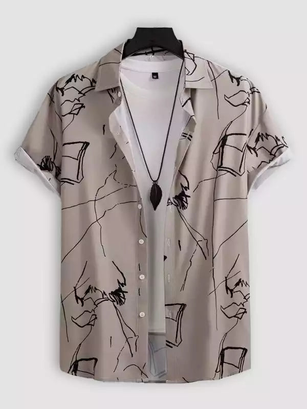 Blue and Gray Cheese Design Beach and casual Multicolor Printed Shirt Cotton Material Half Sleeves Mens blackdock