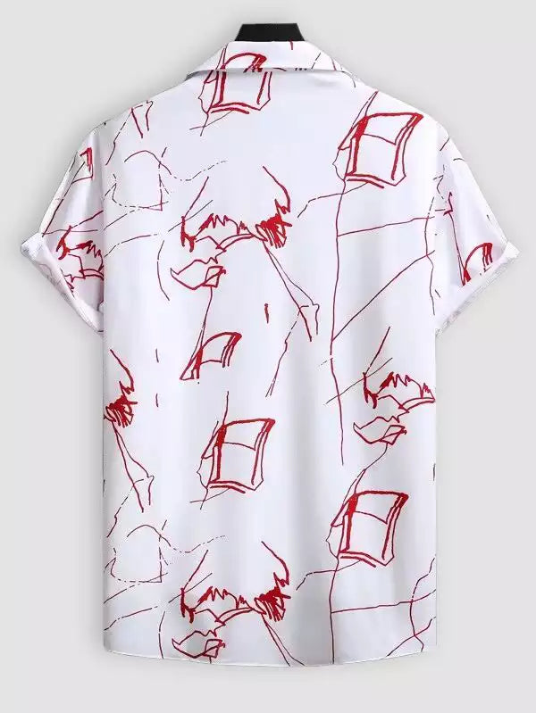 White and Red Design Beach and casual Multicolor Printed Shirt Cotton Material Half Sleeves Mens blackdock
