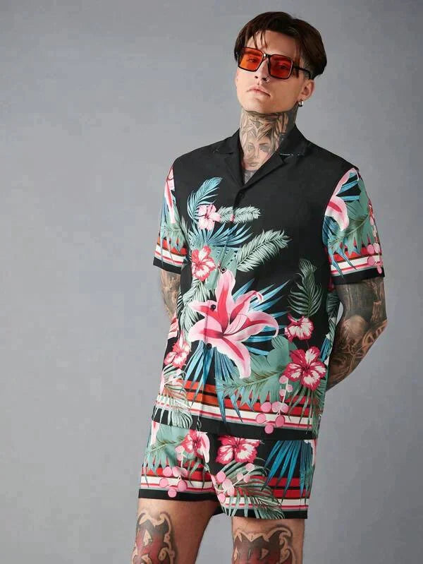 Black Flower Design Co-ords Set