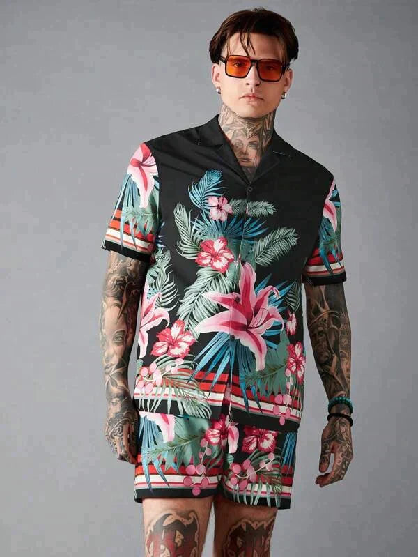 Black Flower Design Co-ords Set