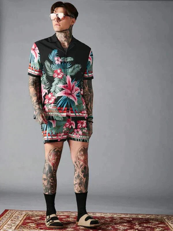 Black Flower Design Co-ords Set