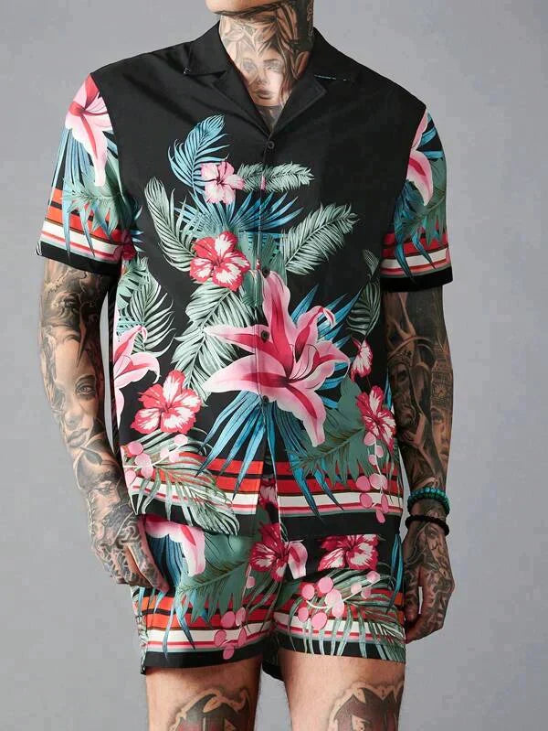 Black Flower Design Co-ords Set