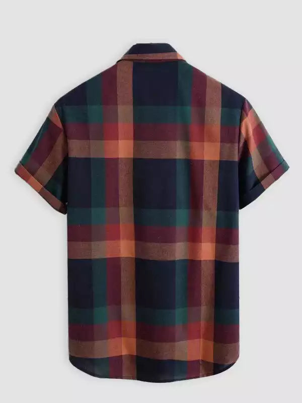 Blocks Pattern Design Beach and casual Multicolor Printed Shirt Cotton Material Half Sleeves Mens blackdock