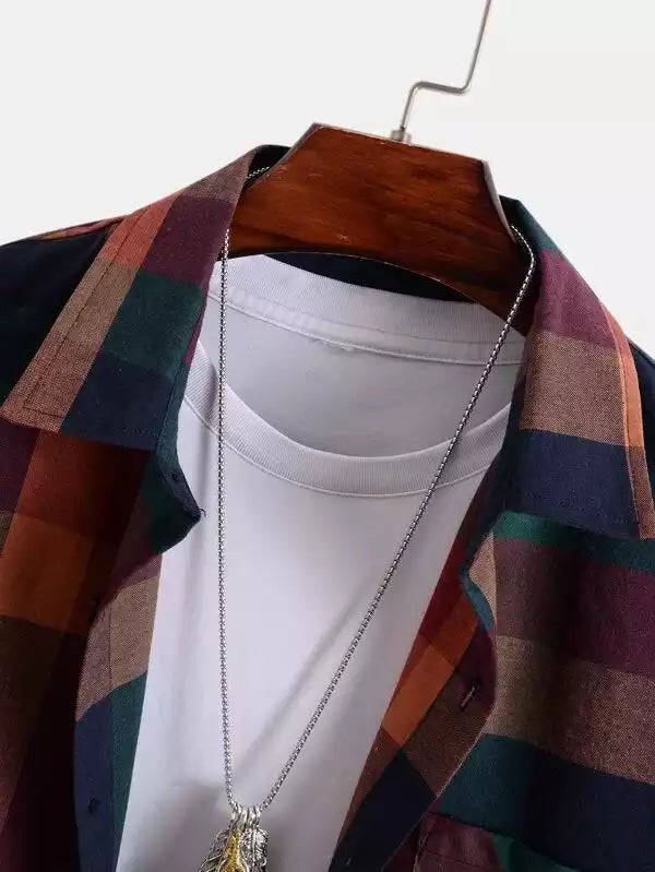 Blocks Pattern Design Beach and casual Multicolor Printed Shirt Cotton Material Half Sleeves Mens blackdock