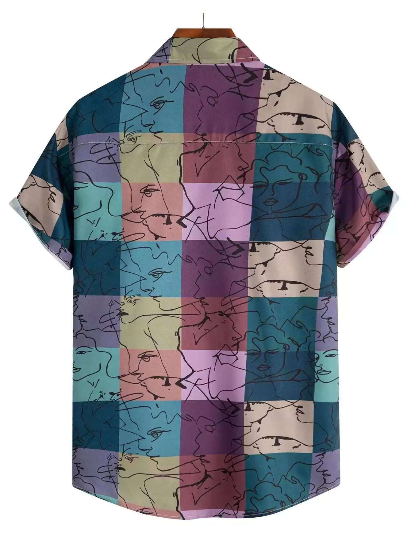 Blue Blocks Design Beach and casual Multicolor Printed Shirt Cotton Material Half Sleeves Mens blackdock