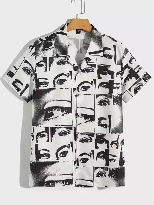 Face Design Beach and casual Multicolor Printed Shirt Cotton Material Half Sleeves Mens blackdock