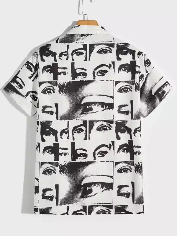 Face Design Beach and casual Multicolor Printed Shirt Cotton Material Half Sleeves Mens blackdock